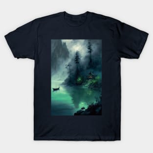 Aqua winter: A Minimalistic Abstract Japanese themed landscape T-Shirt